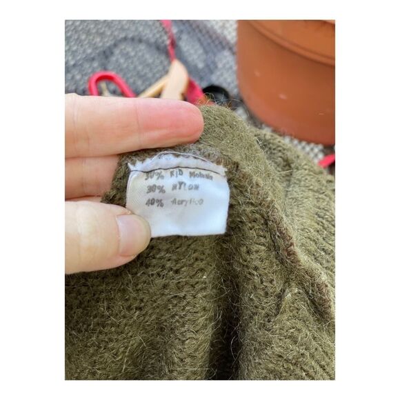 Vintage 70s Cardigan Kid Mohair Knit Turkey Applique Kitsch Sz 42 OOAK - Picture 11 of 16